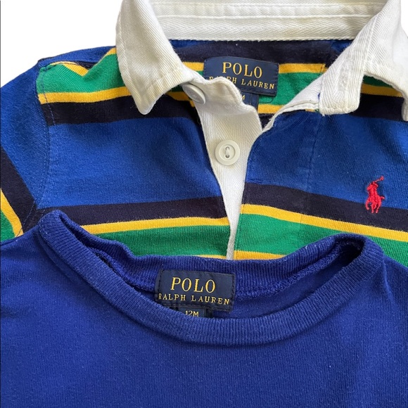 Polo Ralph Lauren baby boy shirts 12 M striped/solid blue long sleeves - Picture 10 of 10